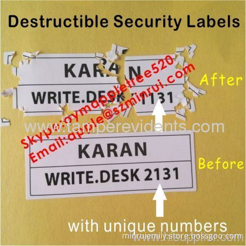 Custom Black Printing Destructive Seal Stickers,tamper Proof Labels Printed Logo And Unique Numbers,do Not Move Sticker